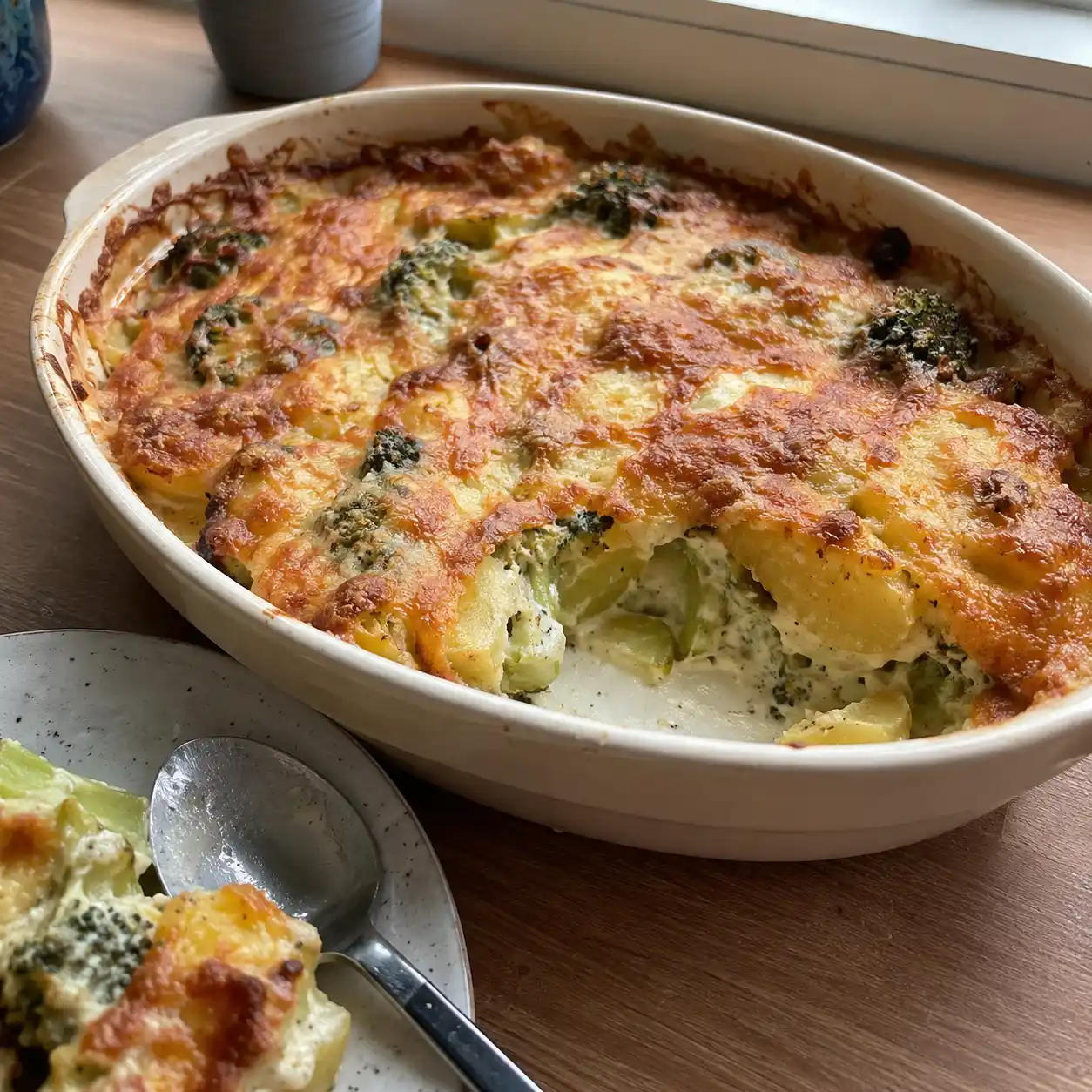 Brokkoli-Kartoffel-Auflauf mit goldener Käsekruste