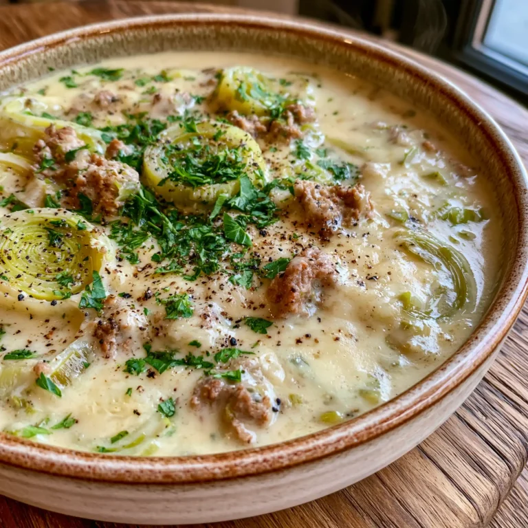 Käse-Lauch-Suppe mit Hackfleisch
