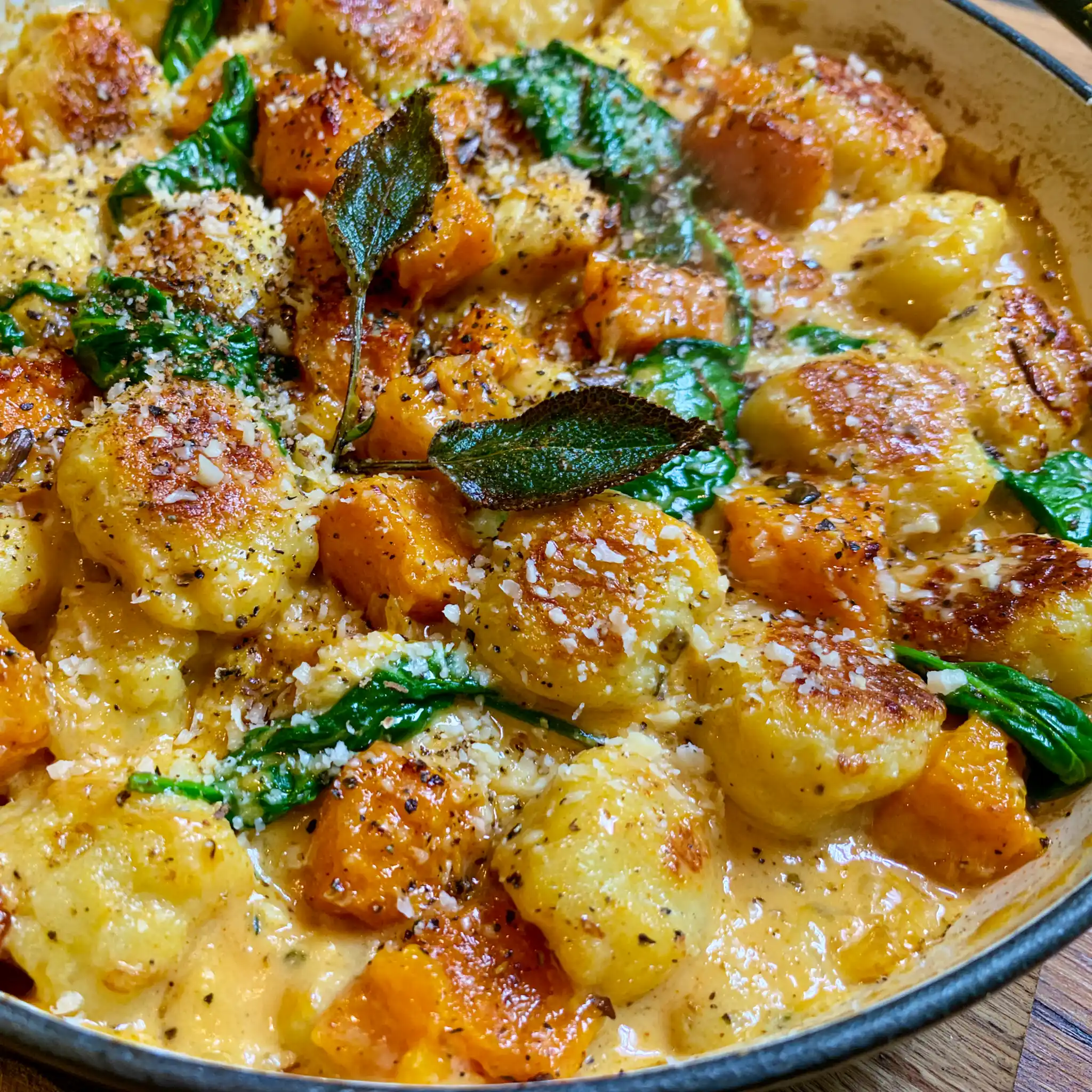 kürbis gnocchi pfanne